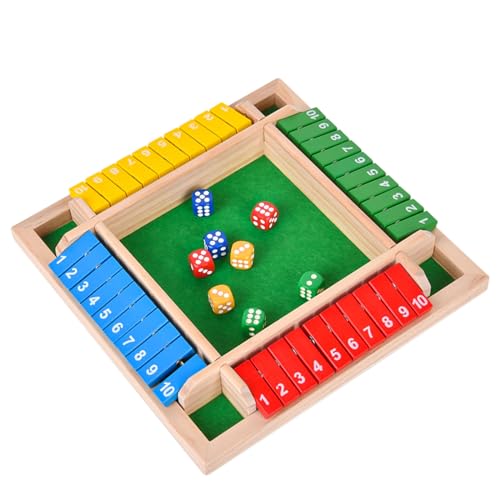 EACHHAHA Shut The Box -4-Spieler-Klassisches, klappbrett Spiel, würfelspiel, holzspiele（Bunt） von EACHHAHA