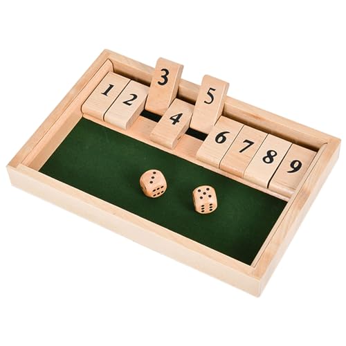 EACHHAHA Shut The Box 9er -Klassisches Würfelspiel aus Holz, Heimtischspiel-2-Spieler von EACHHAHA