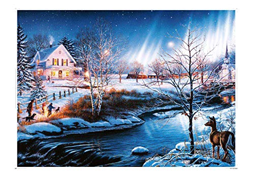 EACHHAHA Winter Puzzle,1000 Teile Puzzle Aurora,Erwachsene Puzzlespiel,Weihnachts-/Neujahrsgeschenk,Schneeabend Aurora（70x50cm） von EACHHAHA