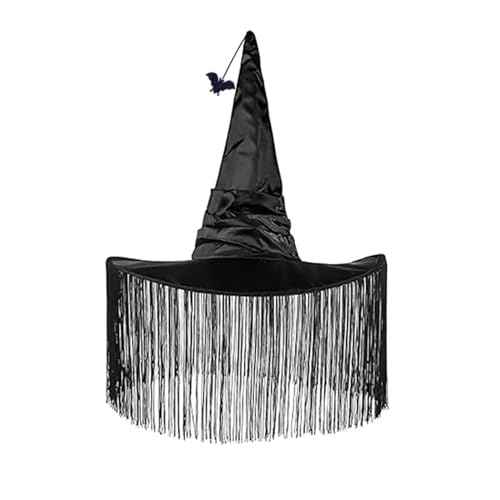 EAJORN Halloween Hexenhut Cosplay Zauberer Hut Hexenhut Damen Mann Unisex Hexenkostüm Fransen Spitzhut Partyhut Kopfbedeckung von EAJORN