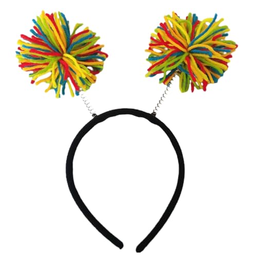 Haarreif mit Regenbogen-Pompons, für Damen, Make-up, für Ostern, Karneval, Cosplay, Haarschmuck von EAJORN