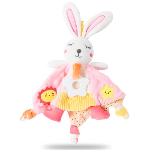 EAQ Schmusetuch Baby Schnuffeltuch - Ostergeschenke Kinder-Baby Geschenk mädchen- Kuscheltier Spielzeug Stofftier - Plüschtier Stofftuch zum Kuscheln für Babys und Kleinkinder ab 0+ Monaten von EAQ