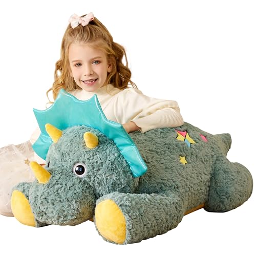 EARTHSOUND Groß Dinosaurier Triceratops Kuscheltier Riesen Stofftier, 78cm XL XXL Riesige Plüschtier Gross Plüsch Spielzeug,Geschenk für Kinder von EARTHSOUND