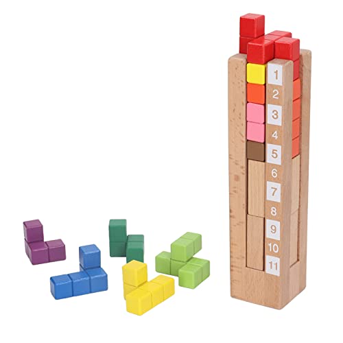 EASTALOLO Holz-Stapelblöcke, Lernturm-Brettspiel, Vorschul-Lernspielzeug für Kleinkinder, verbessert Koordination, kognitive Fähigkeiten und motorische Entwicklung von EASTALOLO