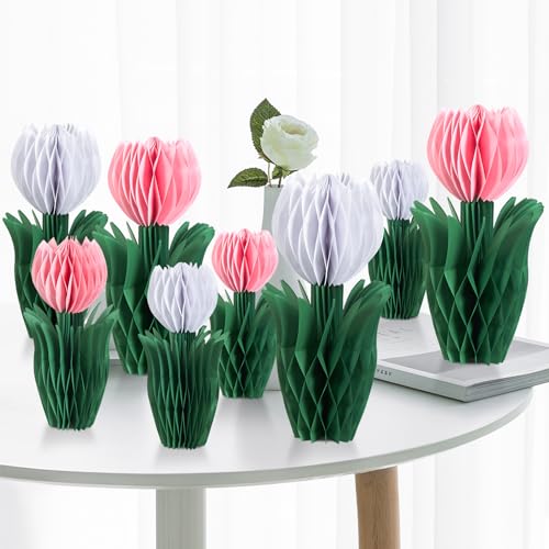 EASY JOY 8 Stück Gänseblümchen Filz Centerpieces Rosa Weiß für Party Deko Tischdekoration für Mädchen Geburtstag Baby Shower Hochzeit Büro Tulpentischdekoration… von EASY JOY