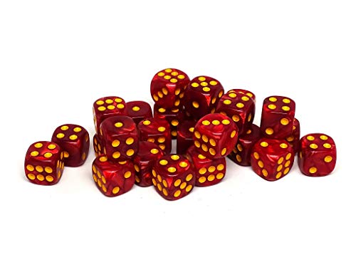 D6-Würfel, 25 Stück, 12 mm, passende Sammlung von 6-seitigen Würfeln mit Pips (Fire Swirl) von EASY ROLLER DICE CO