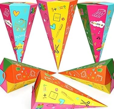 6stk Geschwisterschultüte 33cm, Faltbare Zuckertüte für die Einschulung zum Schulanfang, Schultüte zur Einschulung, Geschenkverpackung Schultüte Mädchen Zuckertüte klein für Kinder Mädchen Party von EASYKEENECOM