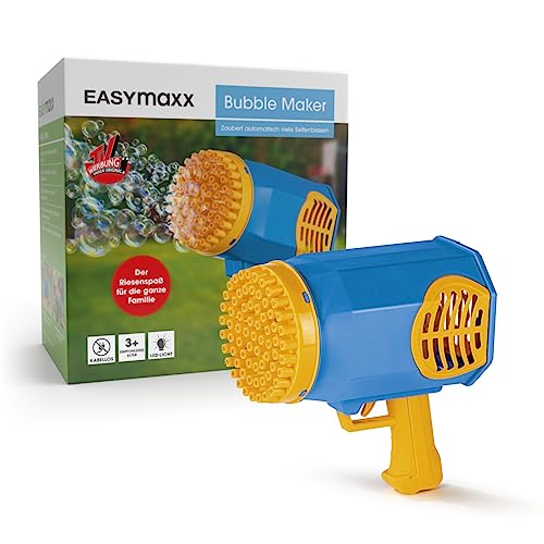 EASYmaxx Seifenblasenpistole | Bubble Maker mit LED-Beleuchtung und Akku | Seifenblasenmaschine für Hunderte von Seifenblasen auf Knopfdruck | Ideal für Kinder, Kindergeburtstage, Hochzeiten, Partys von EASYmaxx