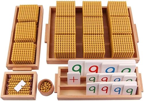 EATAN Montessori Goldkornmaterial Set Dezimalbank Spiel Holz Primäre Mathematik Spielzeug für den Kindergarten Lernhilfen für Mathematik von EATAN