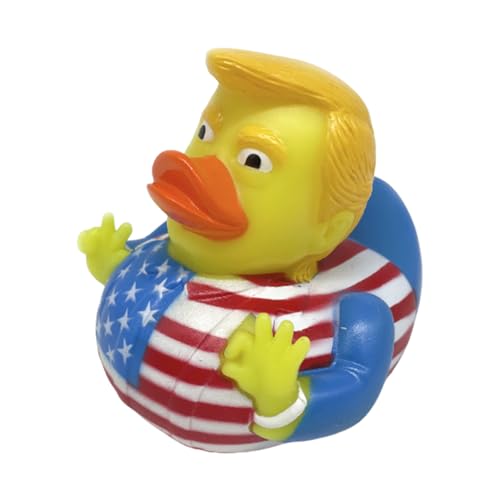 Baby Badespielzeug Kleine Gummienten Trump Gummiente Quietschendes Badespielzeug Gummienten für Babyparty Pool Party Gefälligkeiten Kinder Geschenk Zufällige Farbe (Flaggenente) von EAZVUE