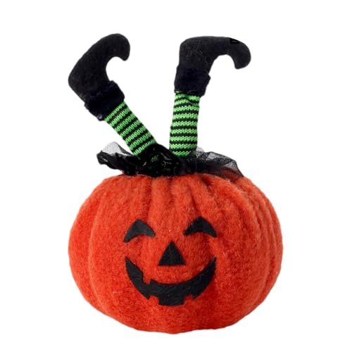 EAZVUE Kürbiskissen, Halloween-Kürbis-Plüschkissen, weiche Kürbis-Plüschpuppe mit Hexenfüßen, Halloween-Plüschkissen für Erwachsene, Kinder, Jungen, Mädchen, Partygeschenk (grün) von EAZVUE