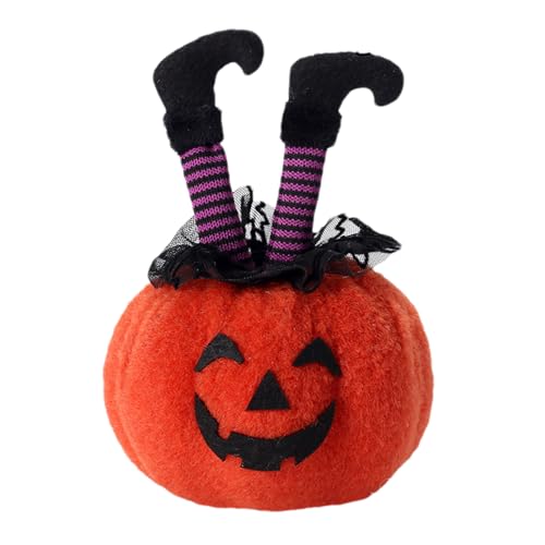 EAZVUE Kürbiskissen, Halloween-Kürbis-Plüschkissen, weiche Kürbis-Plüschpuppe mit Hexenfüßen, Halloween-Plüschkissen für Erwachsene, Kinder, Jungen, Mädchen, Partygeschenk (lila) von EAZVUE