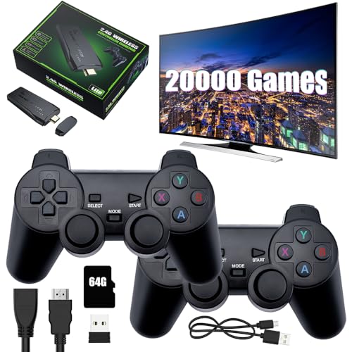 Retro Konsole, EBKCQ Game Stick 4K, Retro Spielekonsole Games, Retro Game Stick für Fernseher mit Dual 2.4G Wireless-Controllern und 15000+ Spielen für TV Computer, 9 Emulatoren, Plug&Play, 64G von EBKCQ