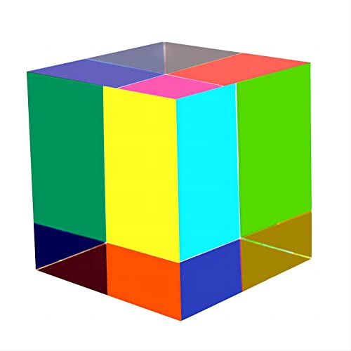 ECBANLI CMY Color Cube, 60 mm (2,36 Zoll) mischen farbenfrohe Cmycube Acryl Prisma, RGB Dispersion Farbphysik Spielzeug und Desktop Dekor von ECBANLI