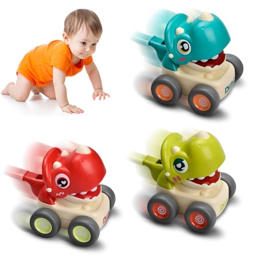 ECHOBUY Baby Spielzeug ab 1 Jahr, Press and Go Auto für Kleinkinder ab 1 2 3 Jahren, 3 Stück Dinosaurier Baby Auto Sinnvolle Geschenk Junge 1 Jahr Großartig Geschenk Spielzeugautos für Kinder von ECHOBUY