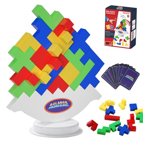 ECHOCUBE 20 Stück Tetra Tower Spiel, Balancierendes Stapelspielzeug für Kinder und Erwachsene, Swing Stack Balance Toy, Tetris Tower Building Blocks Board Game für Familie, Party, Reisen von ECHOCUBE