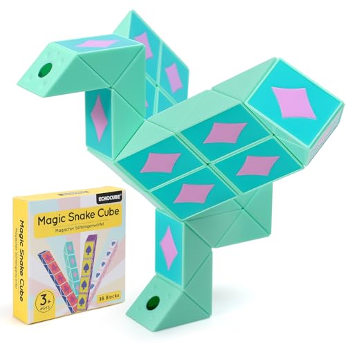 ECHOCUBE Magic Snake Cube im Poker-Design, 36 Blöcke Magische Schlange Würfel Party-Bag-Füller für Kinder, Twist-Puzzle-Spielzeug, pädagogische Snake-Fidget-Toys, Partygeschenke (Grün) von ECHOCUBE