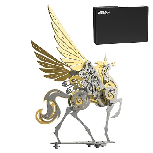 ECIS 3D DIY Steampunk Metall Modell, Aufsteigendes Einhorn 3D Metall Modellbausatz, Metall DIY Metal Model Kit, Erwachsene Steampunk 3D Metall Puzzle für Schreibtisch Dekoration von ECIS