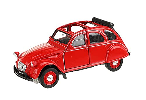 Citroen 2CV mit Schiebedach Ente Modellauto Metall Modell Auto Spielzeugauto Fahrzeug Spielzeug Kinder Geschenk 4-Varianten 62 (Rot auf) von ECO