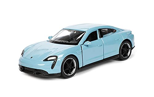 Porsche Taycan Turbo S 12cm Modellauto Rückzug Welly Metall Modell Auto Spielzeugauto Geschenk Kinder Spielzeug 4-Varianten 27 (Blau-Metallic) von ECO