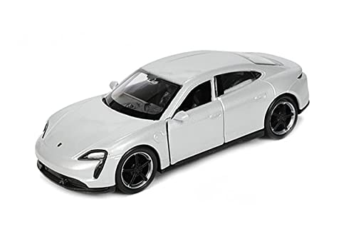 Porsche Taycan Turbo S 12cm Modellauto Rückzug Welly Metall Modell Auto Spielzeugauto Geschenk Kinder Spielzeug 4-Varianten 27 (Silber-Metallic) von ECO