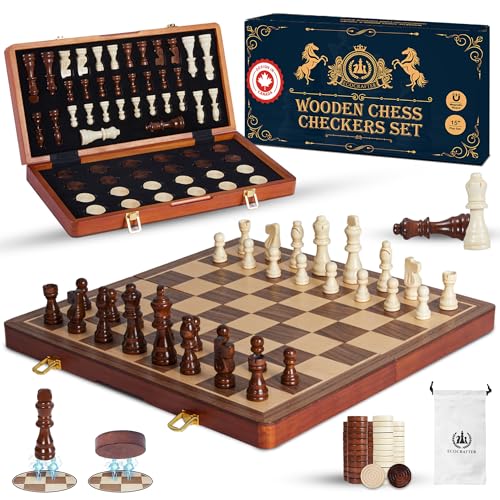 ECOCRAFTER Magnetisches Schach- und Dame-Set aus Holz von ECOCRAFTER