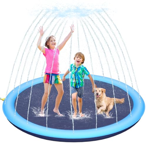 170CM Splash Pad,Wasserspielzeug Kinder Outdoor,Sommer Garten Wasserspielzeug für Baby, Kinder, Hund und Haustiere von ECOHDT