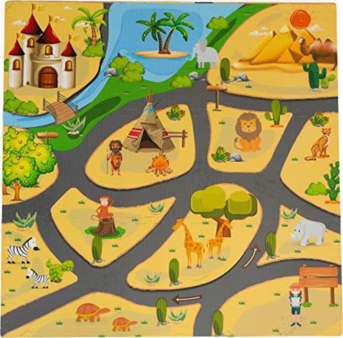 ECOTOYS Schaumstoffmatte für Kinder, Safari, Puzzle, 93 x 93 cm von ECOTOYS