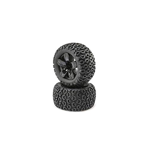 ECX Front and Rear Wheel with Premounted Tire, Black (2): 1/10 2WD 4WD Ruckus von ECX