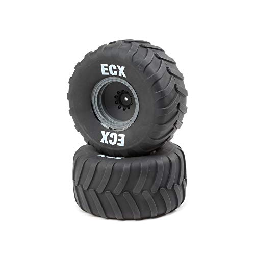 ECX Right/Left Premounted Tire, Gray Wheel (2): 1/10 2WD Axe MT von ECX