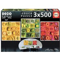 EDUCA 9218454 Früchte und Blumen 3x500 Teile Deko Puzzle ** von EDUCA BORRAS