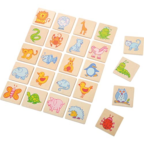 EDUPLAY 110269 Legespiel, Erkennungsschilder Tiere, Holz, 3,5 x 3,5 cm, Mehrfarbig, 24-teilig (1 Set) von EDUPLAY