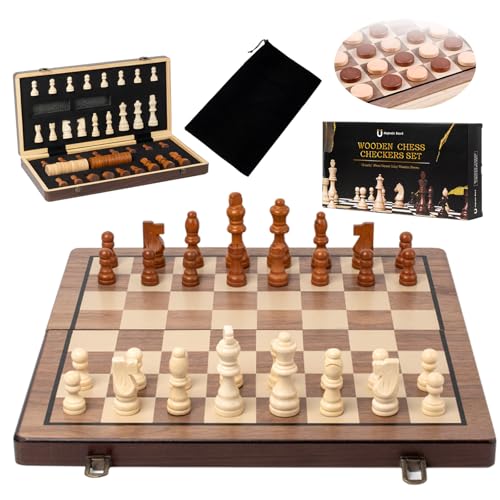 Schachspiel, faltbares Schach, 3 in 1 Schachbrett Schachspiel, Tragbares Schachbrett Faltbares magnetisches Schachspiel Brettspiel, für Dinnerpartys und andere Spielaktivitäten – 39 cm x 39 cm von EEPLUYTY