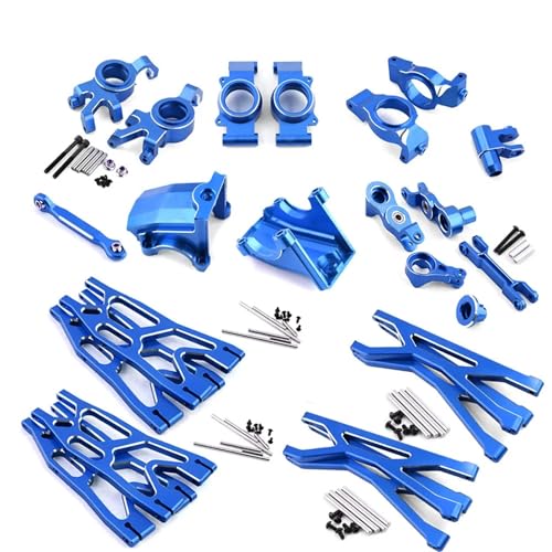 EEQANAO 1/5 Aluminiumlegierung Vorder- und Hinterschwingenblock C Lenkbecher-Upgrade-Kit for Tra-xxas for X-MAXX Metallzubehörteile(1set-Blue) von EEQANAO