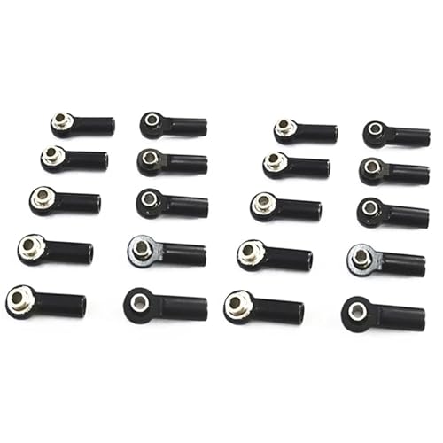 EEQANAO 20 Stück Metall M2.5 Link Spurstangenkopf Kugelgelenk for Wl-Toys A959 12428 144001 WPL C24 MN D90 MN99S RC Autoteile, Schwarz von EEQANAO