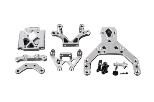 EEQANAO CNC-Aluminiumlegierung Front Towers Bulkhead Supports Kit for HPI for Ro-Van for King Mo-Tor for Ba-ja 5B Buggy(Silver) von EEQANAO