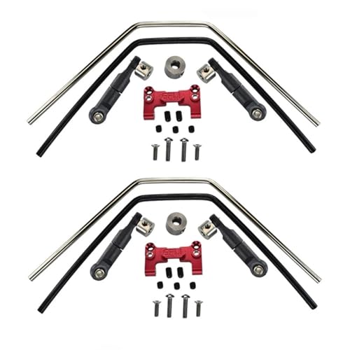 EEQANAO Metall vorne und hinten Sway Bar Set for 1/8 for Tra-xxas for SLE-dge RC Auto Upgrade Teile Ersatz Zubehör(Rood) von EEQANAO