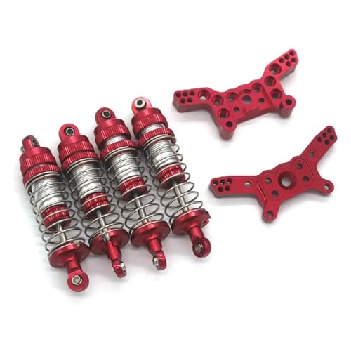 EEQANAO for MJX 14210 14209 RC1/14 Fernbedienung Auto Metall Armaturen Öl Stoßdämpfer Halterung Kit(Rood) von EEQANAO