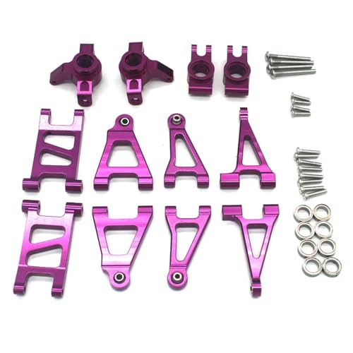 EEQANAO for MJX 14303 14301 14302 1/14 RC 4WD Fernbedienung Auto Metall Upgrade Armaturen vorne und hinten Schwinge Lenkbecher Kit(Purple) von EEQANAO