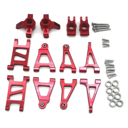 EEQANAO for MJX 14303 14301 14302 1/14 RC 4WD Fernbedienung Auto Metall Upgrade Armaturen vorne und hinten Schwinge Lenkbecher Kit(Rood) von EEQANAO