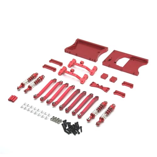 EEQANAO for MN for Modell 1/12 D90 D91 D96 MN98 99S RC Auto Ersatzteile Metall Feste Spurstangen, Lenkgetriebekabine, Heckträger usw. Upgrade-Kits(Rood) von EEQANAO