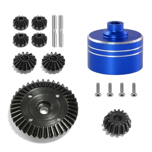 EEQANAO for TA-Miya XV02 TT02 TT02B 1/10 RC Auto Upgrade Teile Differential Zähne Shell + Zahnkranz & Kegelradgetriebe Kit(Blauw) von EEQANAO