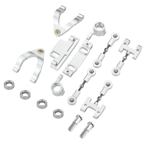 EEQANAO for WPL D12 D42 Metall Oberen Unteren Arm Lenkung Tasse Lenkung Slider Drehen Block 1/10 RC Auto Upgrades Teile zubehör(Silver) von EEQANAO