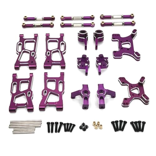 EEQANAO for Wl-Toys 124008 124010 124017 124019 144001 144010 RC Fernbedienung Auto Metall Teile Schwinge Arm Set(Purple) von EEQANAO