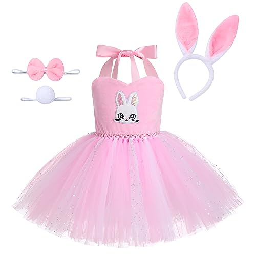 EFOGEP Baby M�dchen Dschungel Tiere Kost�m: Kaninchen Mesh Tutu Kleid mit Haarreifen Schwanz 3PCS Sets Safari Thema Party Geburtstag Halloween Weihnachten Kleid bis Cosplay Rosa 11-12 Jahre von EFOGEP