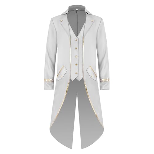 EFOGEP Herren Steampunk Vintage Frack Prinz Langarm Button Down Jacke Gothic Viktorianisch Gehrenkleid Uniform Mittelalterlich Gothic Smoking Renaissance Pirat Halloween Kost�m Beschneiden & Wei� S EFOGEP Herren Steampunk Vintage Frack Prinz Langarm Button Down Jacke Gothic Viktorianisch Gehrenkleid Uniform Mittelalterlich Gothic Smoking Renaissance Pirat Halloween Kost�m Beschneiden & Wei� S von EFOGEP
