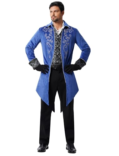 EFOGEP Herren Steampunk Vintage Frack Prinz Langarm Button Down Jacke Gothic Viktorianisch Gehrenkleid Uniform Mittelalterlich Gothic Smoking Renaissance Pirat Halloween Kost�m Stickerei & Blau M EFOGEP Herren Steampunk Vintage Frack Prinz Langarm Button Down Jacke Gothic Viktorianisch Gehrenkleid Uniform Mittelalterlich Gothic Smoking Renaissance Pirat Halloween Kost�m Stickerei & Blau M von EFOGEP