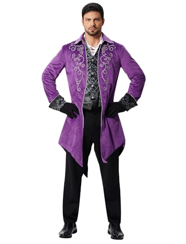 EFOGEP Herren Steampunk Vintage Frack Prinz Langarm Button Down Jacke Gothic Viktorianisch Gehrenkleid Uniform Mittelalterlich Gothic Smoking Renaissance Pirat Halloween Kost�m Stickerei & Lila L EFOGEP Herren Steampunk Vintage Frack Prinz Langarm Button Down Jacke Gothic Viktorianisch Gehrenkleid Uniform Mittelalterlich Gothic Smoking Renaissance Pirat Halloween Kost�m Stickerei & Lila L von EFOGEP