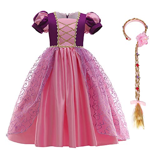 EFOGEP Kleinkind Mädchen Prinzessin Halloween Weihnachten Kostüm Lila Lang Maxi Tüll Puffy Kleider Dress Up Kleider Geburtstag Party Festival Karneval Ballkleid mit Zubehör Dunkel Violett 11-12 Jahre von EFOGEP