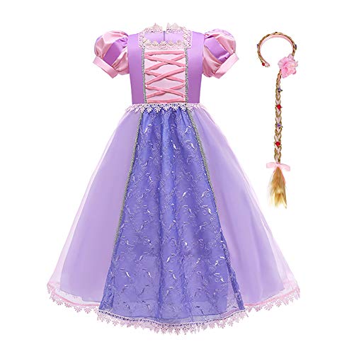 EFOGEP Kleinkind Mädchen Prinzessin Halloween Weihnachten Kostüm Lila Lang Maxi Tüll Puffy Kleider Fancy Dress Up Kleider Geburtstag Party Festival Karneval Ballkleid mit Zubehör Lila 11-12 Jahre von EFOGEP